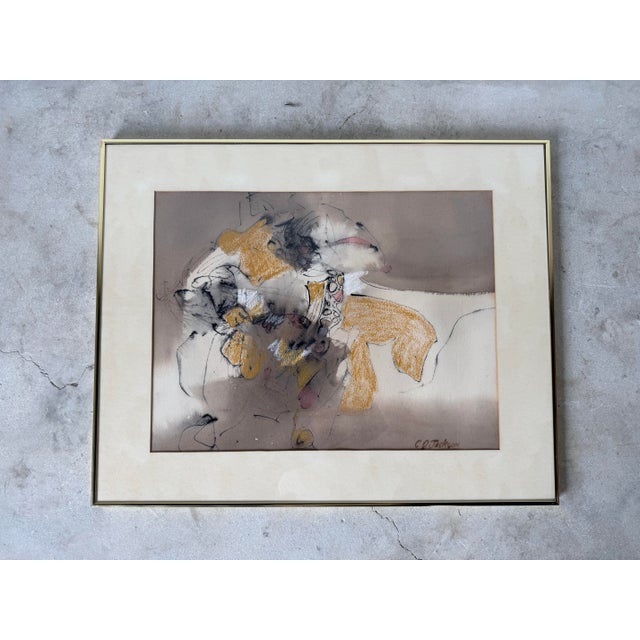 1970s C. G. Jackson Expressionist Abstract Oil Pastel Painting, Framed For Sale - Image 12 of 12
