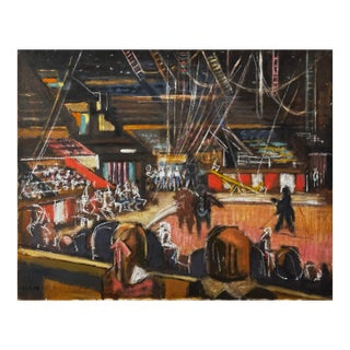 Frederick Childs - Modernist “At the Circus”, Signed (C.1950, Oil on Canvas) For Sale