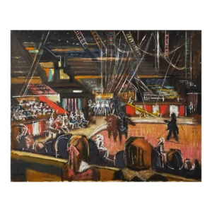 Frederick Childs - Modernist “At the Circus”, Signed (C.1950, Oil on Canvas)