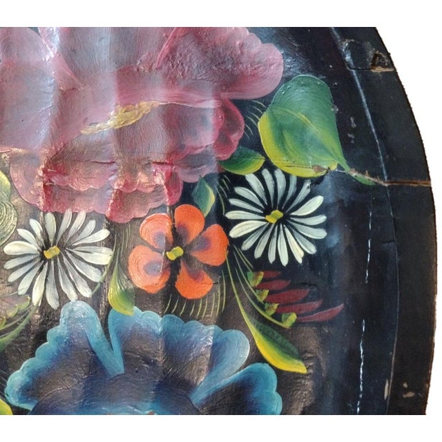 1940s Vintage Mexican Folk Art Handpainted Wood Trays, Set of 2 For Sale - Image 5 of 6