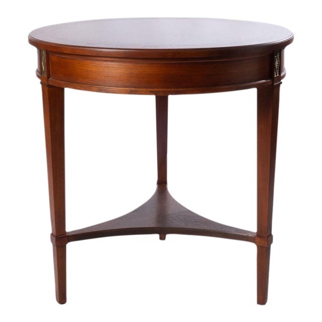 Round Stickley Table With Brass Inlay For Sale