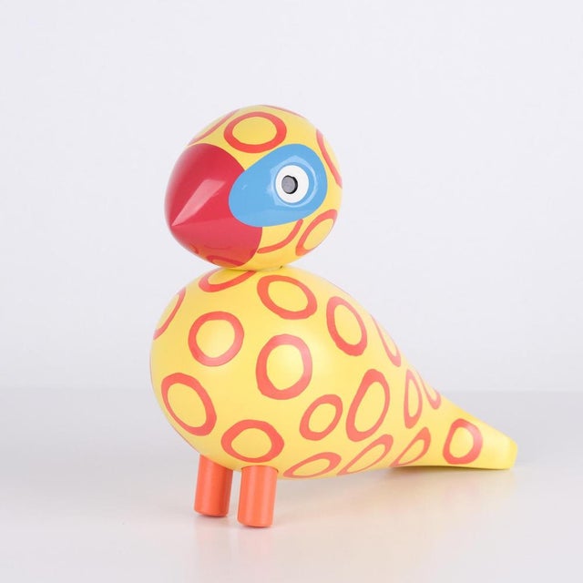Kay Bojesen Songbird X Leif Sylvester Blue Eyes in Multicoloured Wood For Sale - Image 3 of 9