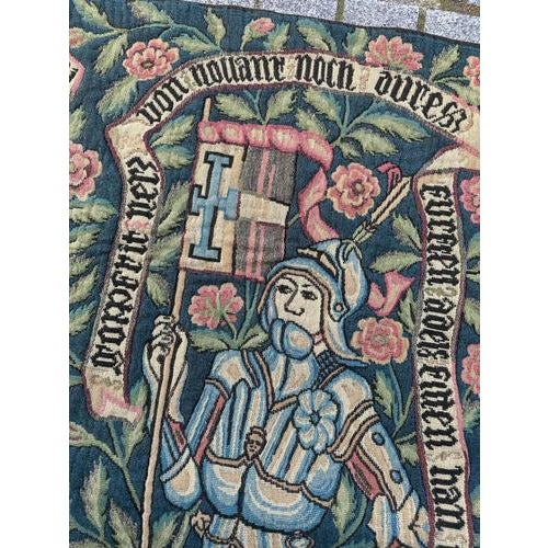 Vintage Medieval Style Jacquard The Knights Tapestry in the style of Aubusson, 1960s For Sale - Image 13 of 18