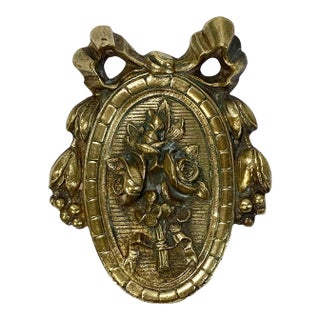 Brass Floral Ribbon Door or Wall Embellishment For Sale
