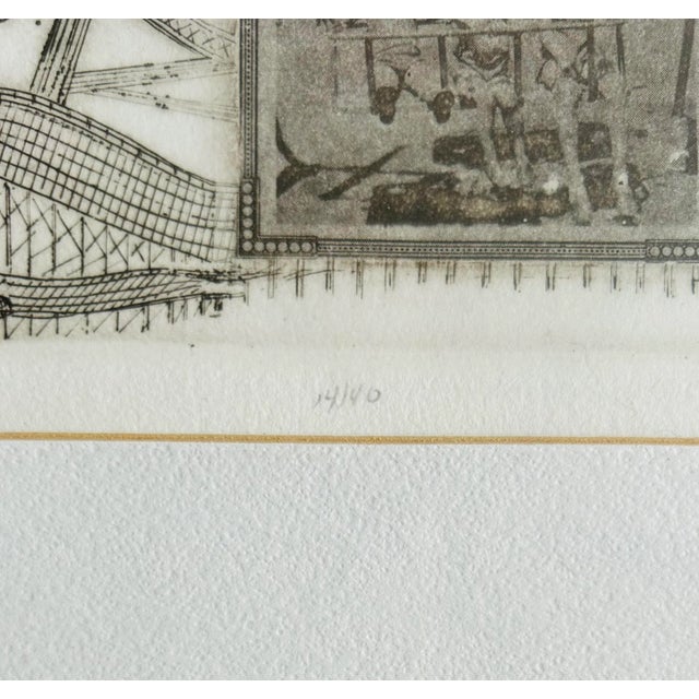 Ebony Vintage Etching of Ferris Wheel “ Over the Rainbow “ by Marie Welsh For Sale - Image 8 of 10