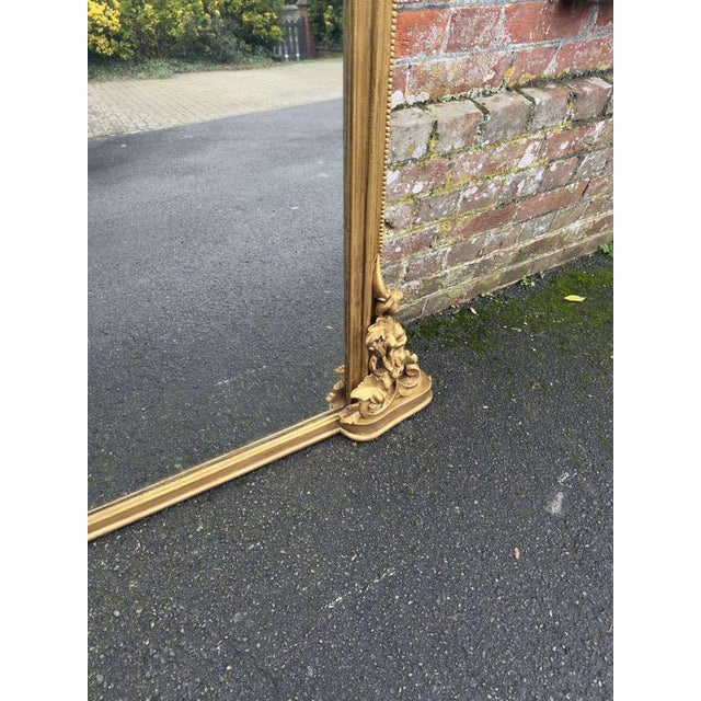 Large Antique English Arched Top Gilt Overmantle Mirror, 1800s For Sale - Image 4 of 7