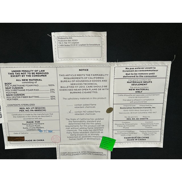 2020s Restoration Hardware Cloud Slope Arm Chair For Sale - Image 5 of 6