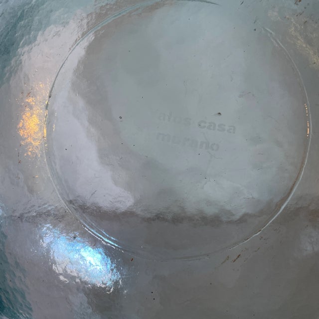 1960s Yalos Casa Murano Blue Sky Iridescent Glass Bowl For Sale In Palm Springs - Image 6 of 11
