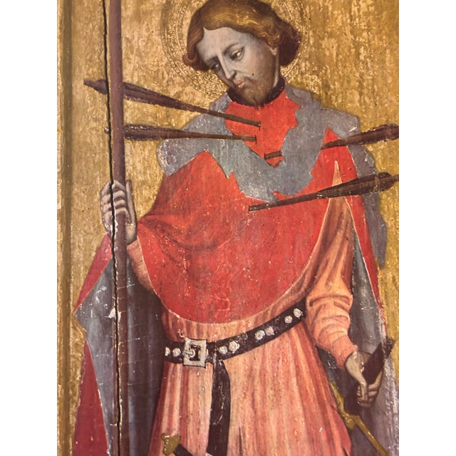 Saint Sebastian French Primitive Art Print 1958 Chromolithograph Religious Theme From 15th Century For Sale - Image 9 of 9