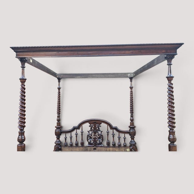 Late 19th Century Victorian Anglo-Indian Colonial Raj King Size 4-Poster Bed, 1880s For Sale - Image 5 of 18