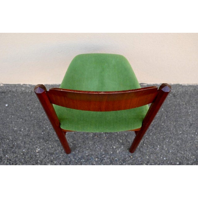 Vintage Scandinavian Brutalist Chairs in Teak and Green Velvet, 1960s, Set of 4 For Sale - Image 17 of 18