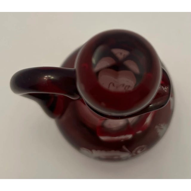 Early 20th Century Cut-To-Clear Royal Ruby Red Bohemian Glass Cruet For Sale - Image 4 of 12