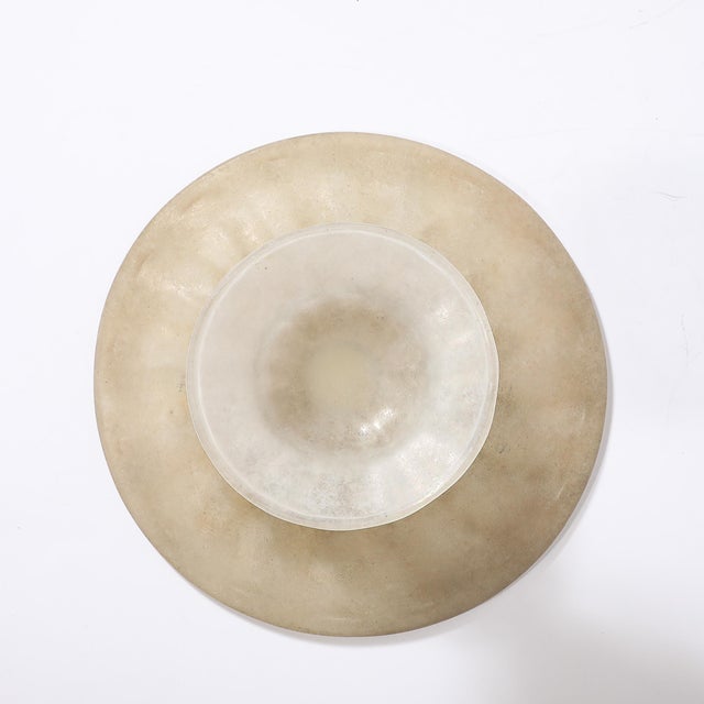 Mid-Century Hand-Blown Murano Fluted & Footed Scavo Glass Centerpiece Bowl For Sale - Image 11 of 11