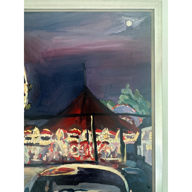 1990s Roger Mason – “Girl Looking at Ferris Wheel” (1990) | Oil on Canvas, 33″ × 30″, Framed For Sale - Image 14 of 18