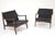 Black Mid-Century Modern Wood and Fabric Lounge Chairs, 1960, Set of 2 For Sale - Image 8 of 18