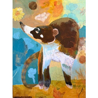 “Stop and Smell the Flowers” a Coati Painting by L Wren Walraven For Sale