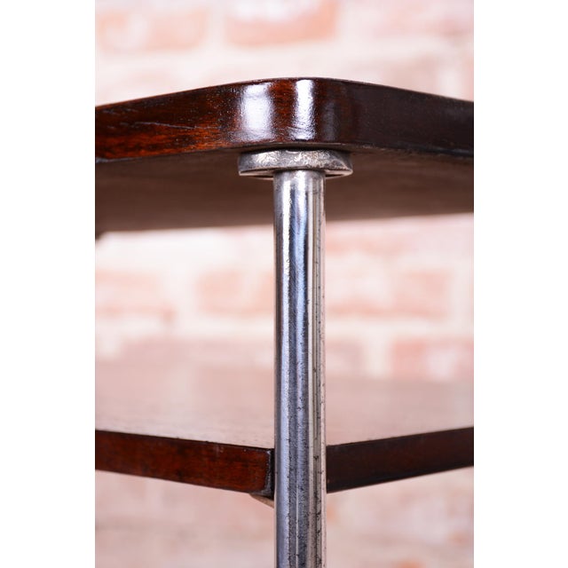 Bauhaus Bauhaus Czech Side Table in Walnut and Chrome from Mücke Melder, 1930s For Sale - Image 3 of 10