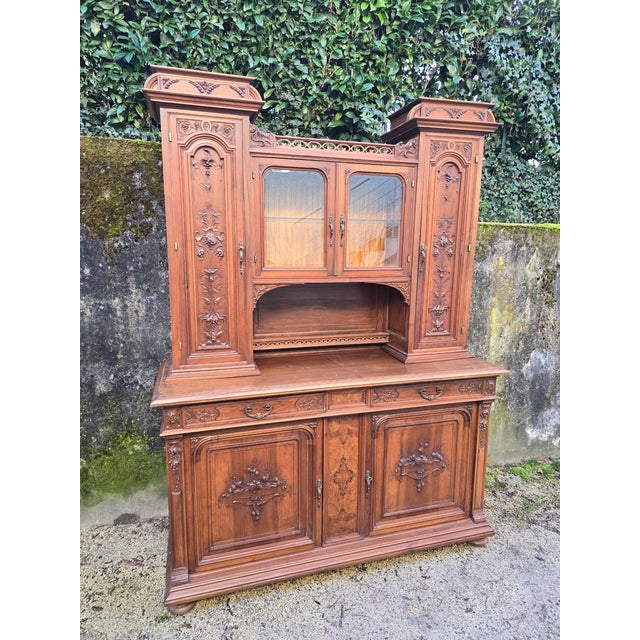 Antique Art Nouveau French Walnut Buffet Cabinet, 1900s For Sale - Image 12 of 18