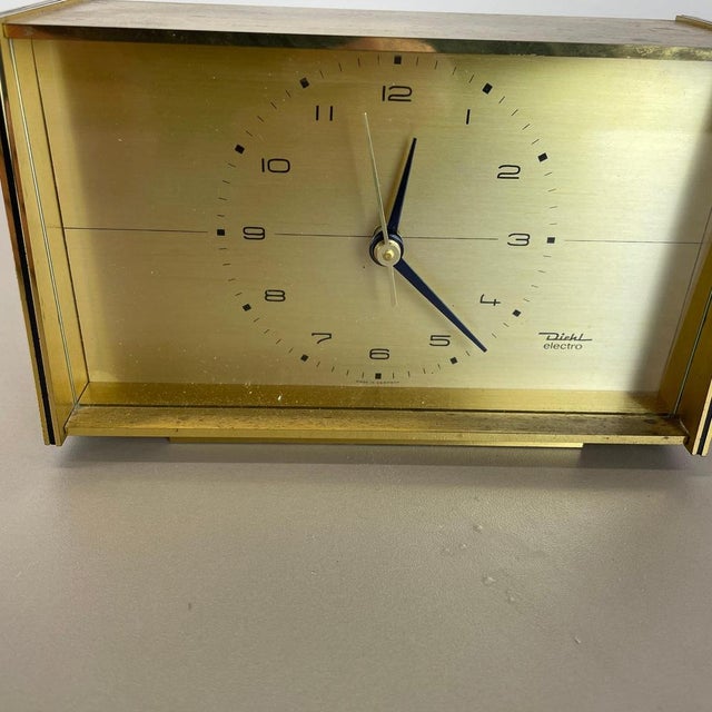 Vintage Hollywood Regency Brass Table Clock from Diehl Electro, Germany, 1960s For Sale - Image 10 of 18