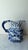 Metal Vintage Style Chinoiserie Blue & White Octagonal Pitcher Vase - Figural Serpent Dragon Handle.. For Sale - Image 7 of 11
