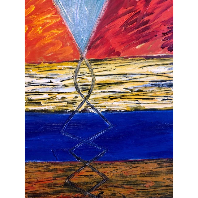 Blue Joan Kahn, Joan Kahn Rome Vibrant Bold Color Abstract Expressionist Modernist Oil Painting, 1987 For Sale - Image 8 of 11