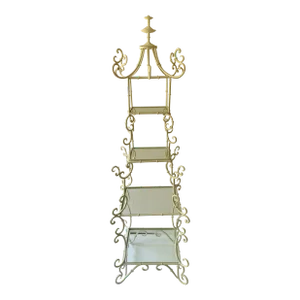 Italian Scrolled Pagoda Top Wrought Iron Etagere