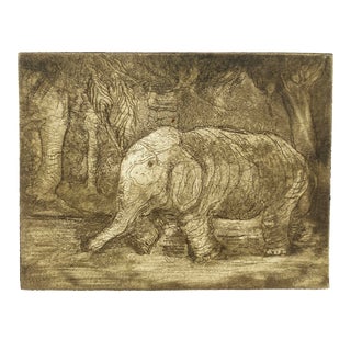1960s Alexandra Merker Elephant Etching For Sale