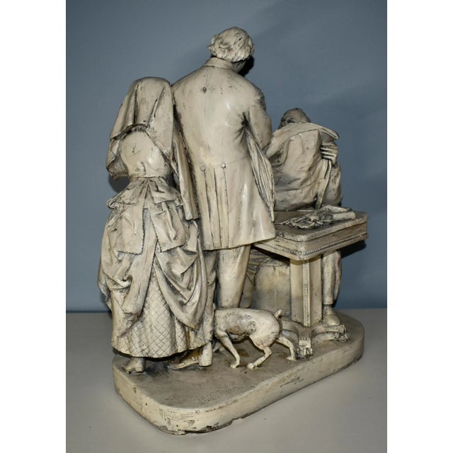 Sculpture Materials John Rogers Plaster Statue Sculpture Antique Coming to the Parson Patented 1870 For Sale - Image 7 of 12