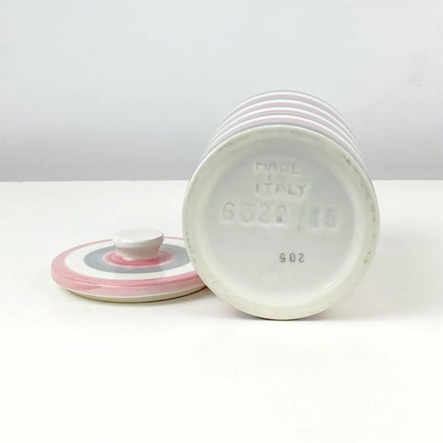 Pink 1970s Italian Grey and Pink Striped Ceramic Canister Containers For Sale - Image 8 of 13