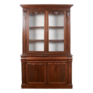 Mahogany Veneered 2-Body Display Cabinet For Sale