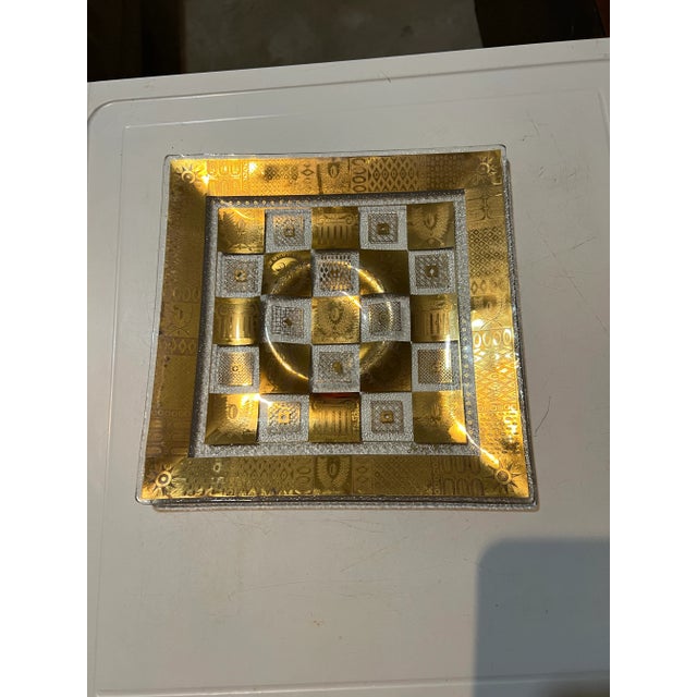 Mid-Century Modern 1950 Mid Century Modern Signed Georges Briard "Golden Celeste" Glass Serving Tray For Sale - Image 3 of 8