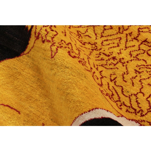 Textile Vintage Gabbeh Persian Rug, Gold and Black With Lion Pictorial - Rug & Kilim For Sale - Image 7 of 7