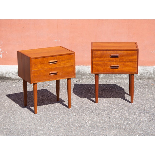 Vintage Teak Veneer Bedside Tables, Denmark, 1960, Set of 2 For Sale - Image 9 of 13