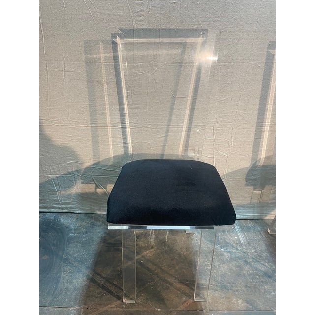 Textile Modern Lucite Dining Chairs - Set of 12 For Sale - Image 7 of 9