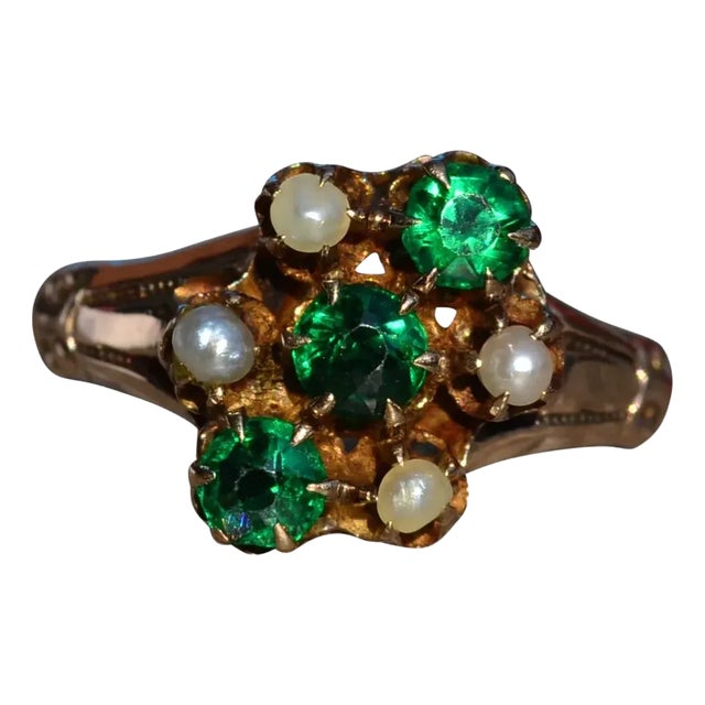 The San Jose: Antique Victorian Ring set with Doublets and Seed Pearls For Sale