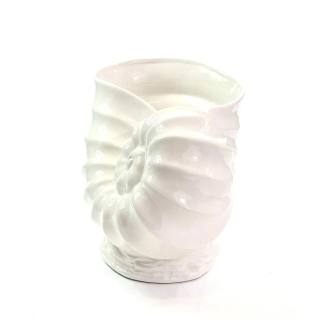 Vintage Large Italian Glazed Ceramic Nautilus Shell Planter / Cachepot / Wine Cooler / Champagne Bucket For Sale - Image 4 of 7