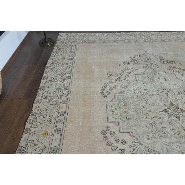 1970s Vintage Persian Handmade Wool Cotton Orange Area Rug For Sale - Image 10 of 11