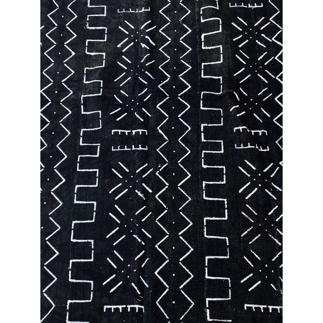 African Vintage African Black and White Mud Cloth Textile Mali 65" H For Sale - Image 3 of 5