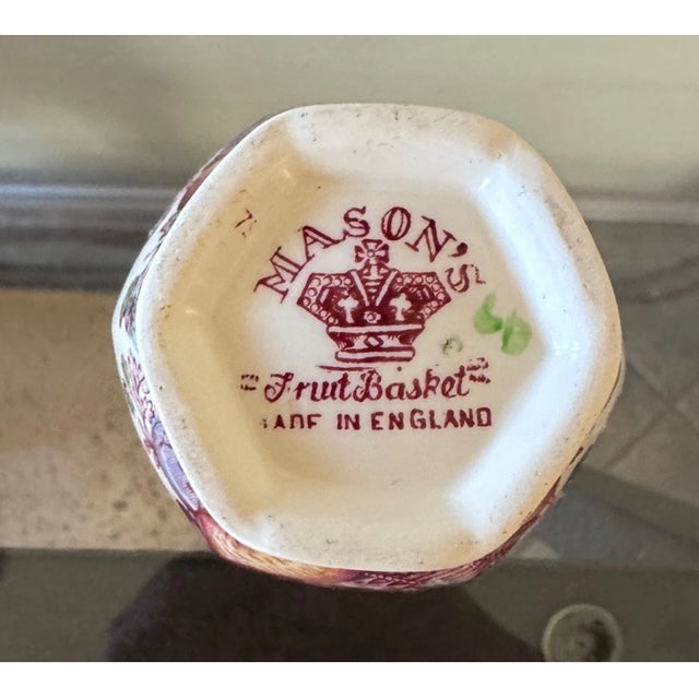 Mid-Century Modern Vintage Mason’s Ironstone England Fruit Basket Design Bud Vase For Sale - Image 3 of 5
