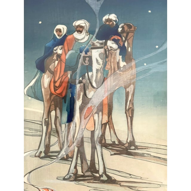 Vintage Bertha Lum Three Wise Men Original Color Woodcut Signed