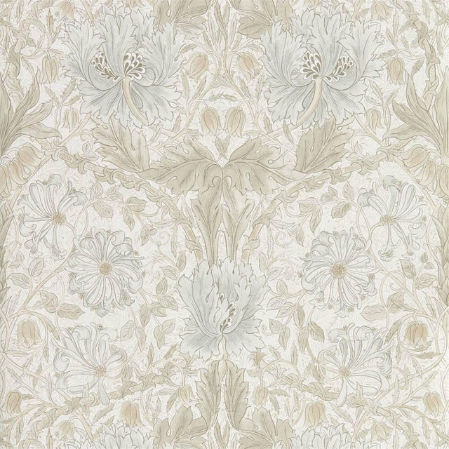 Morris & Co Pure Honeysuckle & Tulip Wallpaper in Linen - a Sample For Sale