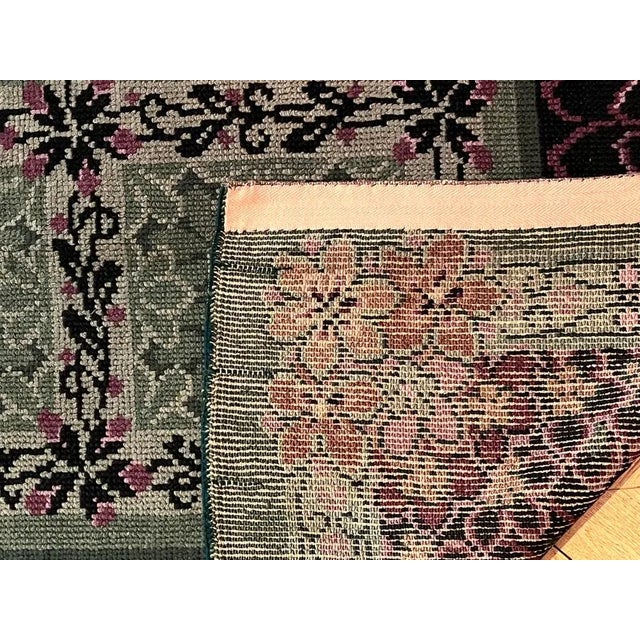 20th Century Austrian Green and Purple Savonnerie Rug, 1920 For Sale - Image 14 of 16
