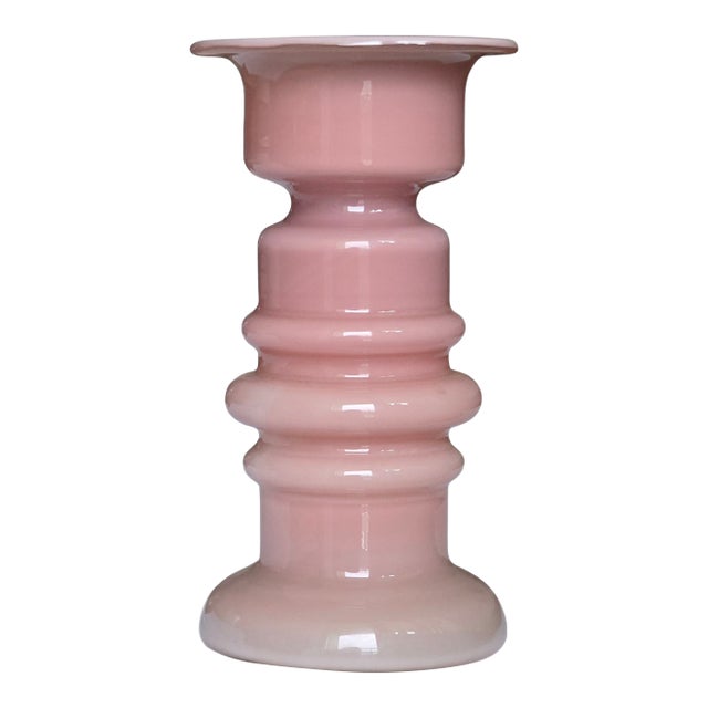 Postmodern Pink Opaline Art Glass Totem Candlestick / Vase by Jerzy Sluczan-Orkusz, Poland 1970s For Sale