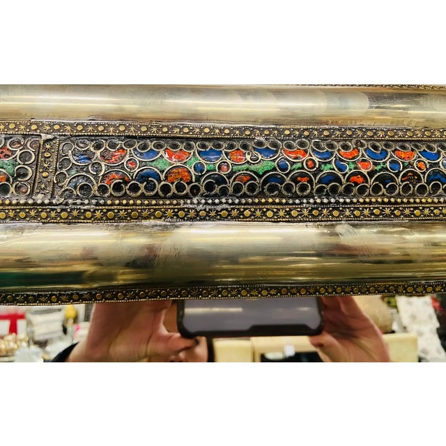 Brutalist Style Silver With Brass & Stones Inlay Console or Wall Mirror, a Pair For Sale - Image 9 of 12