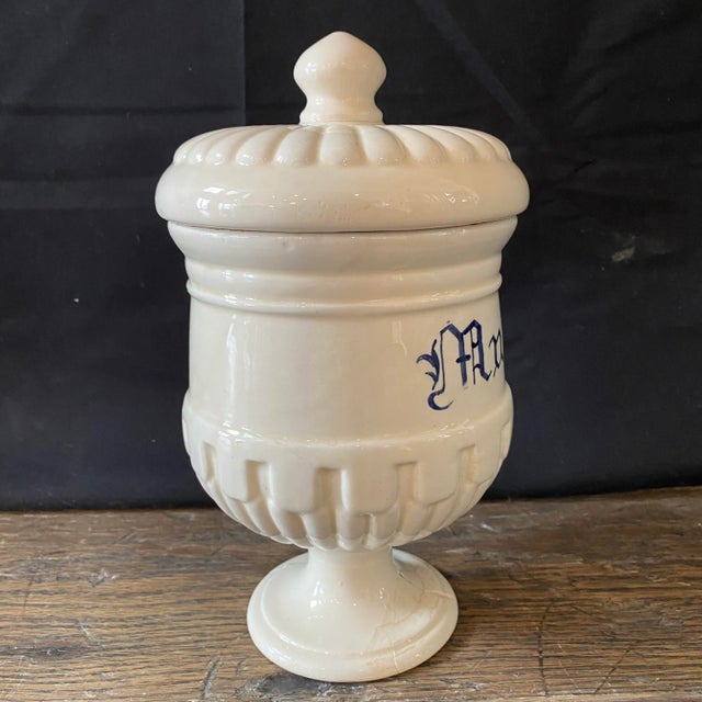 White Antique Italian Apothecary Jar Venetian Malva Porcelain Urn Large For Sale - Image 8 of 14