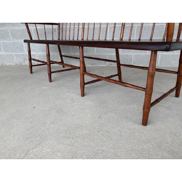 Primitive Birdcage Style 72" Maple and Walnut Eight Leg Deacons Bench For Sale - Image 12 of 12
