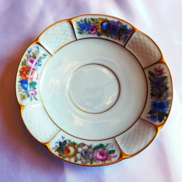1950s Rosenthal White Floral Bullion Cup and Saucer For Sale - Image 4 of 5