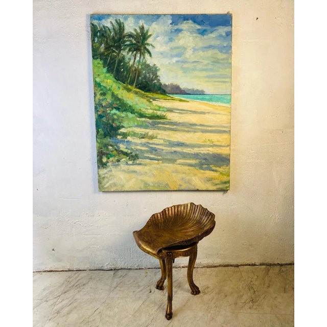 Coastal Vintage Coastal Beach Scene Painting For Sale - Image 3 of 6