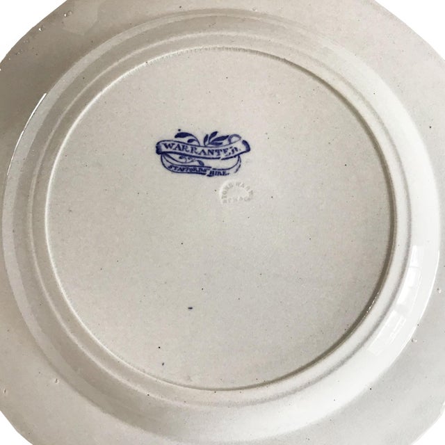 Mid 19th Century Vintage Set of 4 Pearl Stoneware Blue & White Transfer Plates by Podmore & Walker and Co. For Sale - Image 5 of 7