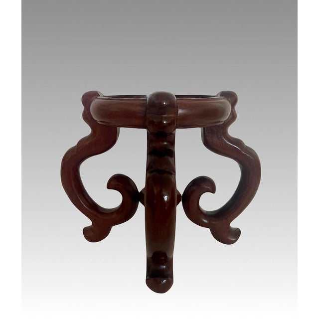 Vintage Solid Brown Rosewood Chinese Display Stand / Pedestal 5" For Sale - Image 4 of 7